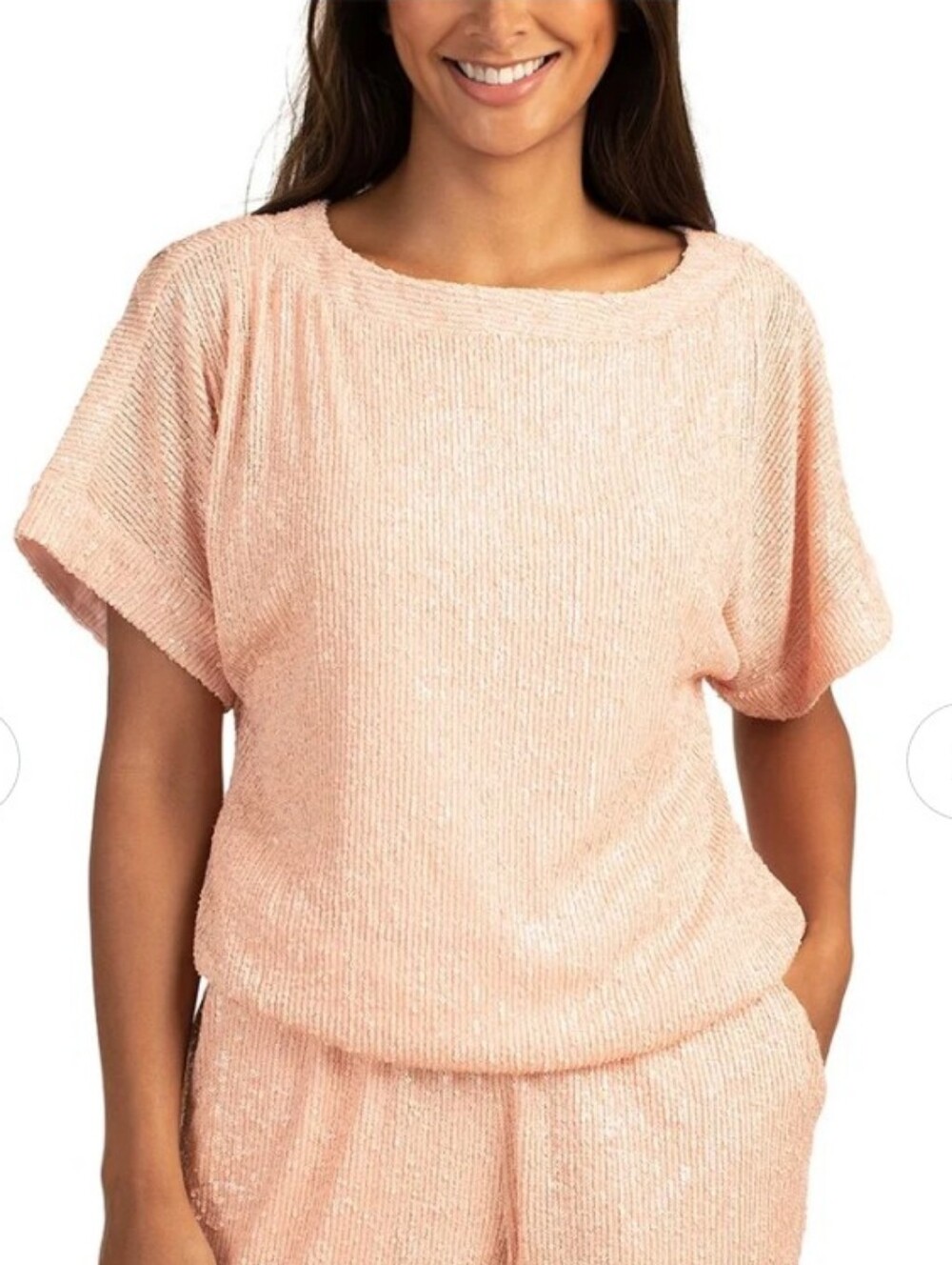 Trina Turk Peach Sequin Top Women's Size XS New
